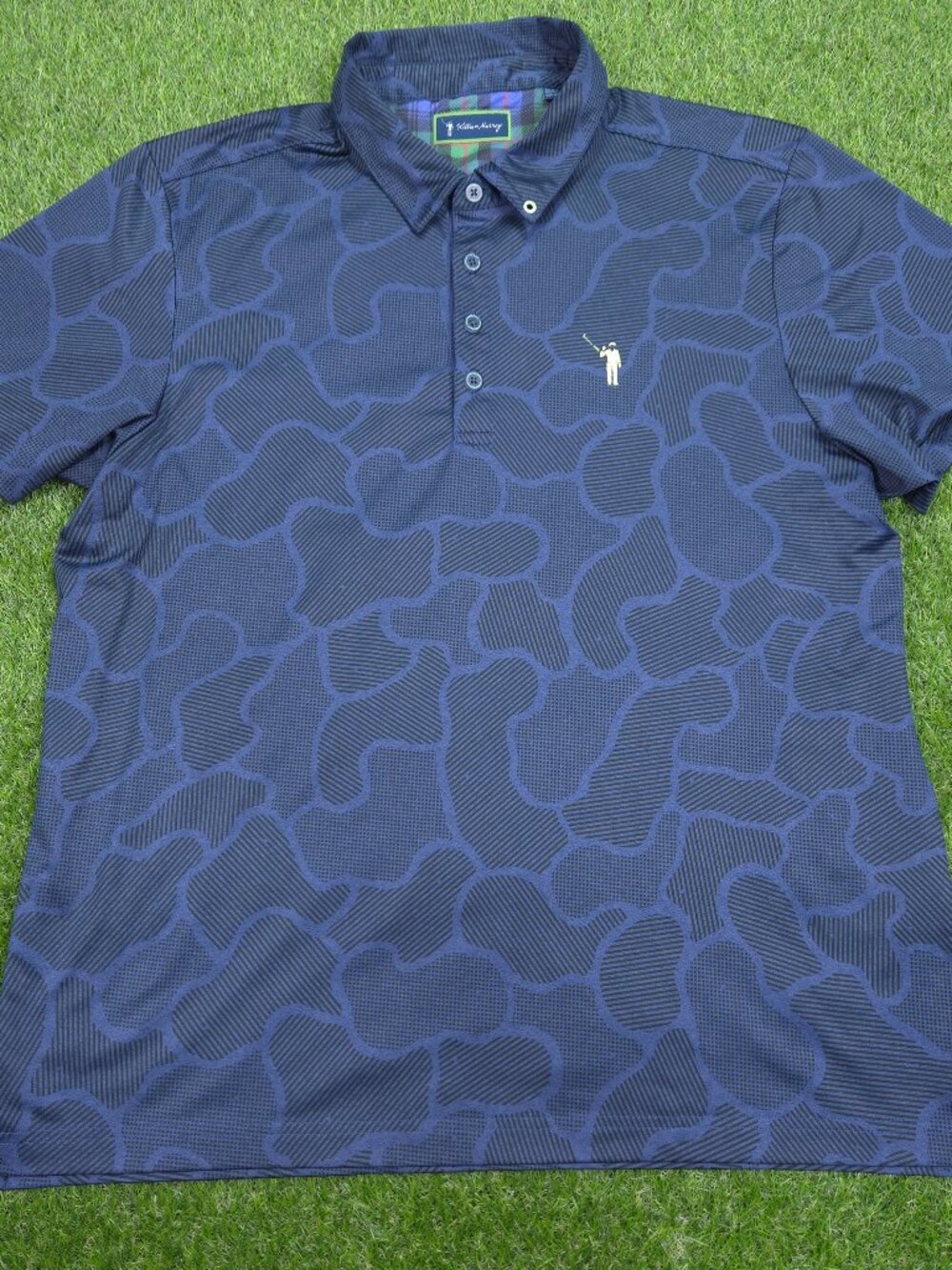William Murray Polo Shirt Men Large Navy Blue In The Weeds Camo Golf Performance